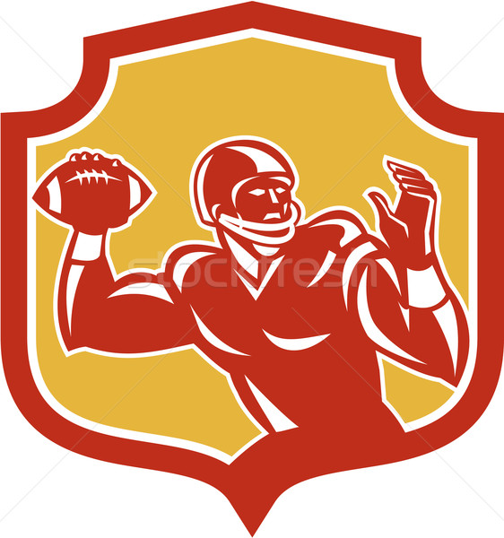 American Football Quarterback Shield Retro Stock photo © patrimonio