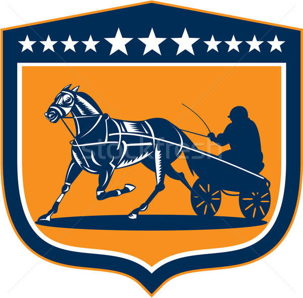 Horse and Jockey Harness Racing Shield Retro Stock photo © patrimonio