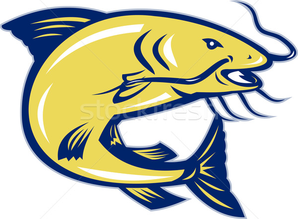 Catfish Jumping Retro Stock photo © patrimonio