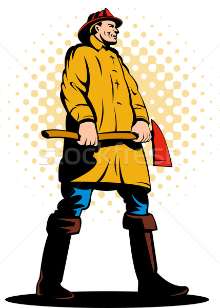 fireman fire fighter holding an ax Stock photo © patrimonio