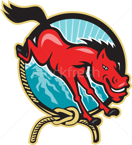 красный лошади Перейти горные иллюстрация прыжки Сток-фото © patrimonio