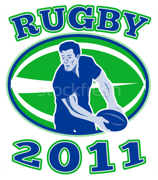 Rugby front piłka 2011 w stylu retro ilustracja Zdjęcia stock © patrimonio