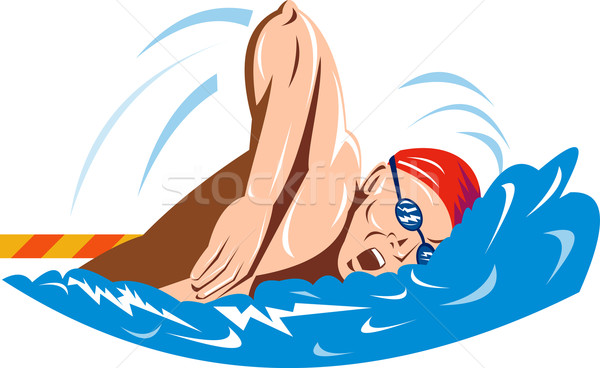 Pływak freestyle ilustracja wody biały widok z boku Zdjęcia stock © patrimonio
