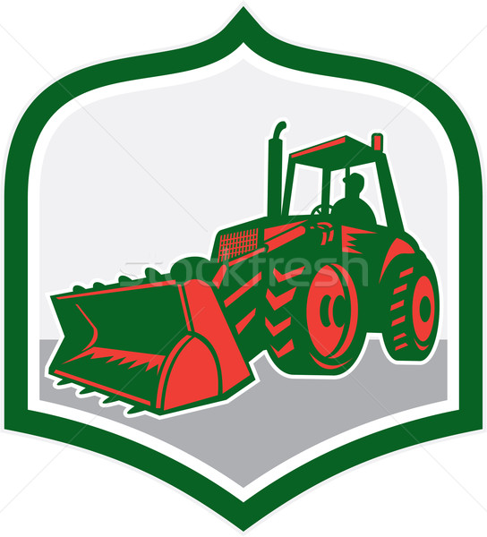 Mechanical Digger Excavator Shield Retro Stock photo © patrimonio