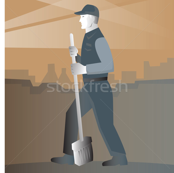 Cleaner Street Sweeper Broom Retro Stock photo © patrimonio