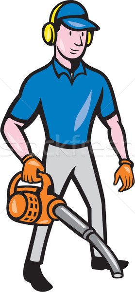 Gardener Landscaper Leaf Blower Cartoon Stock photo © patrimonio