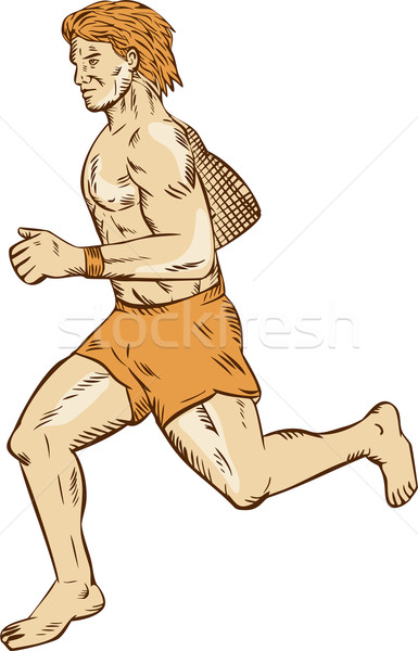 Barfuß Läufer läuft Seite Gravur Stock foto © patrimonio