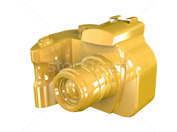 Goud dslr camera geïsoleerd witte 3d render Stockfoto © patrimonio