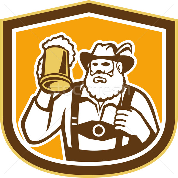 Bavarian Beer Drinker Mug Shield Retro Stock photo © patrimonio