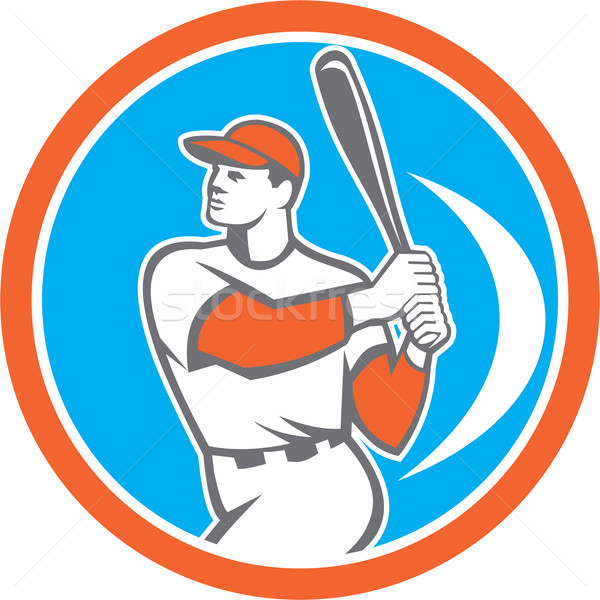 Baseball Batter Hitter Bat Circle Retro Stock photo © patrimonio