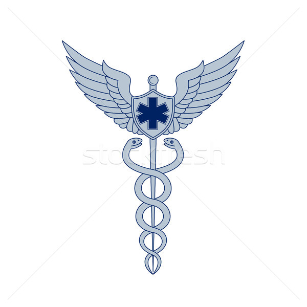 Stock photo: Caduceus With Pilot Wings EMT Star Icon