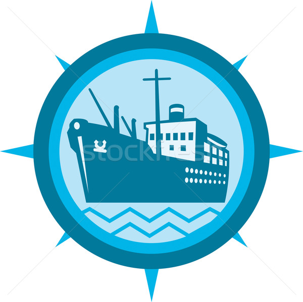 Statek pasażerski ładunku łodzi retro ilustracja statek towarowy Zdjęcia stock © patrimonio