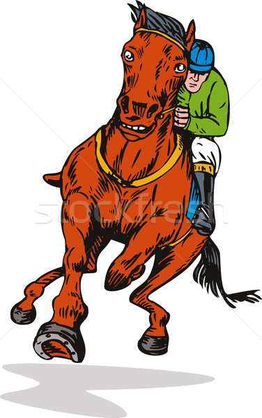 Cavalo jóquei corrida retro ilustração isolado Foto stock © patrimonio