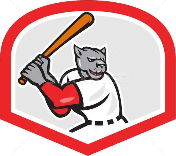 Black Panther Baseball Player Batting Cartoon Stock photo © patrimonio