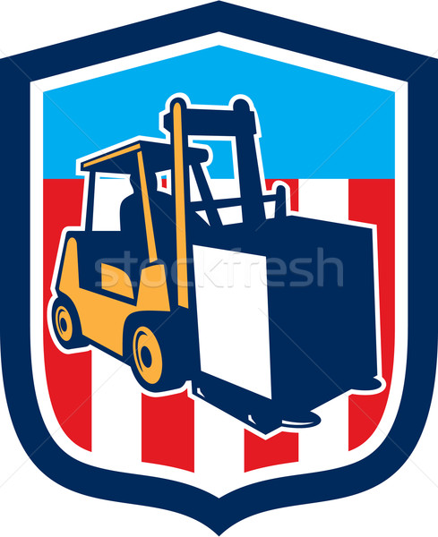 Forklift Truck Materials Logistics Shield Retro Stock photo © patrimonio