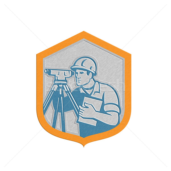 Metallic Surveyor Geodetic Engineer Survey Theodolite Shield Retro Stock photo © patrimonio