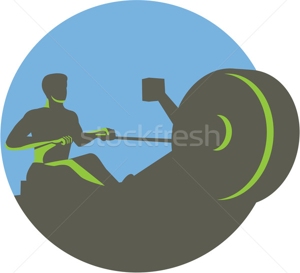 гребец гребля машина круга ретро иллюстрация Сток-фото © patrimonio