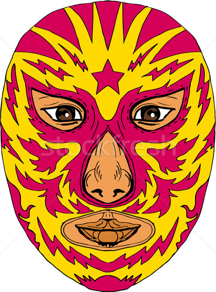 Luchador Mask Star Lightning Bolt Drawing Stock photo © patrimonio