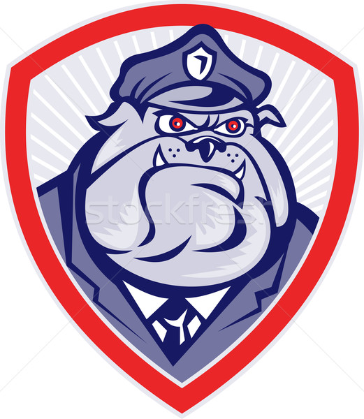Desenho animado polícia cão cão de guarda buldogue escudo Foto stock © patrimonio