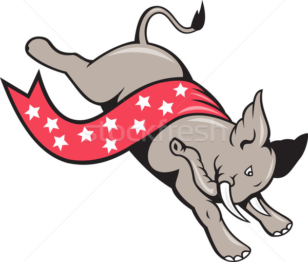 Elephant Jumping Democrat Mascot Stock photo © patrimonio