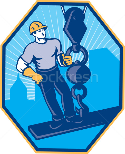 Construction Worker I-Beam Girder Ball Hook Stock photo © patrimonio