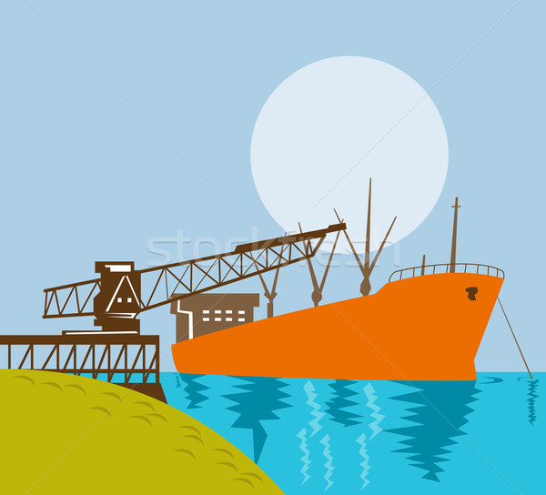 Żuraw statek towarowy ilustracja w stylu retro Zdjęcia stock © patrimonio