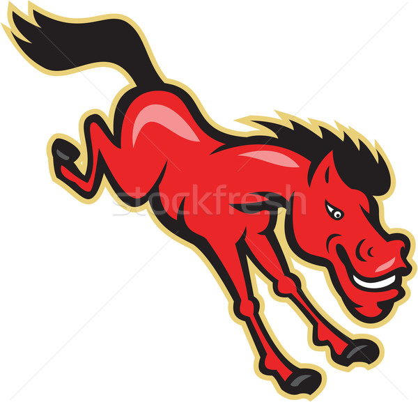 Red Horse Jumping Cartoon Stock photo © patrimonio