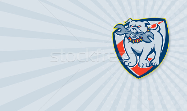 Bulldog Spanner Mascot Shield Stock photo © patrimonio