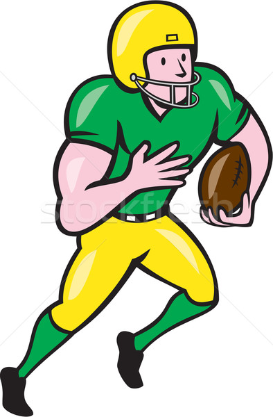 Stock photo: American Football Receiver Running Ball Cartoon