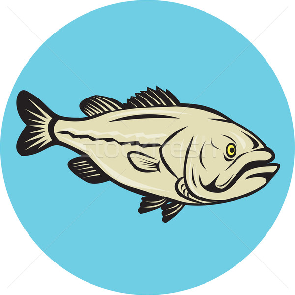 Largemouth Bass Fish Side Circle Cartoon Stock photo © patrimonio