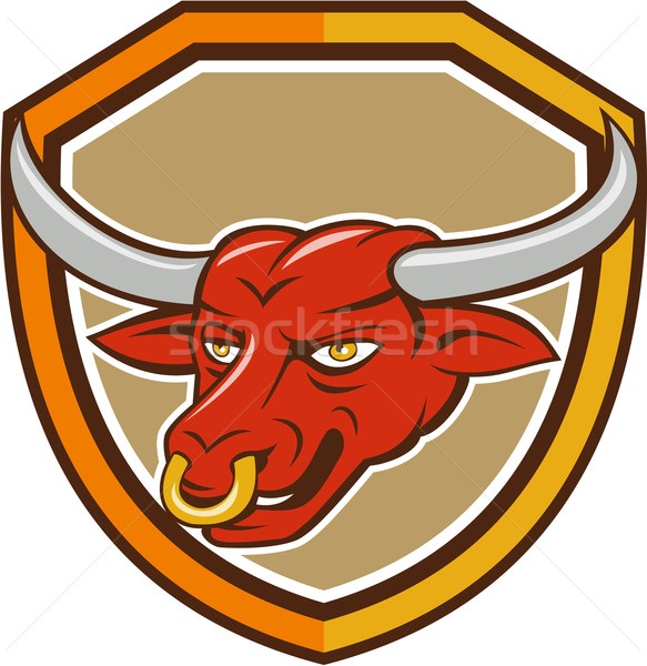 Texas Longhorn Red Bull Head Shield Cartoon Stock photo © patrimonio