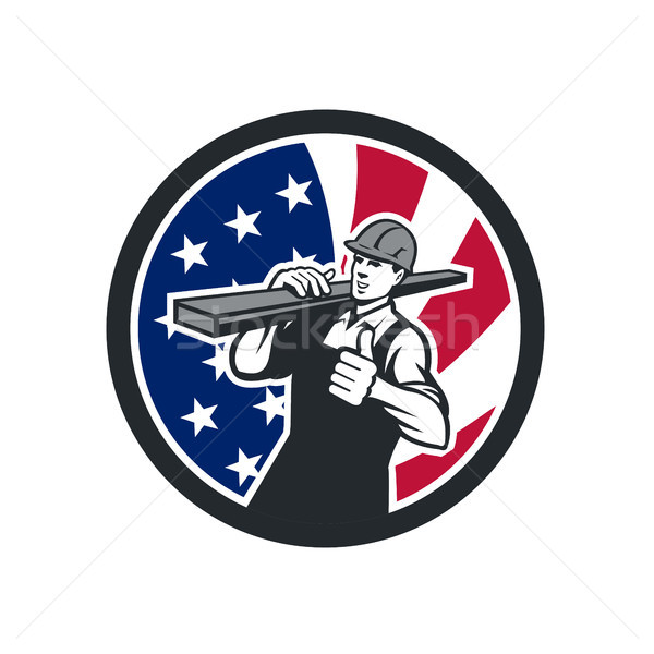 American Lumberyard Worker USA Flag Icon Stock photo © patrimonio