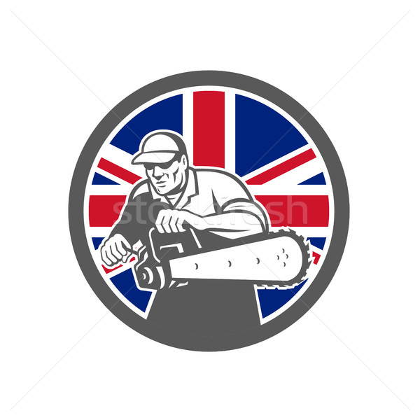 Brytyjski flaga brytyjska banderą ikona w stylu retro ilustracja Zdjęcia stock © patrimonio