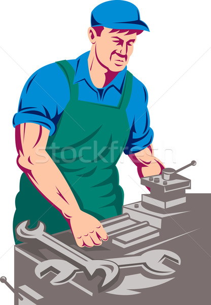 turner worker at work on lathe Stock photo © patrimonio