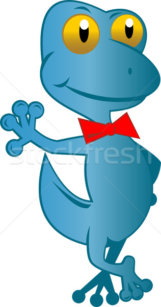 Blue gecko with big eyes and bow tie standing Stock photo © patrimonio
