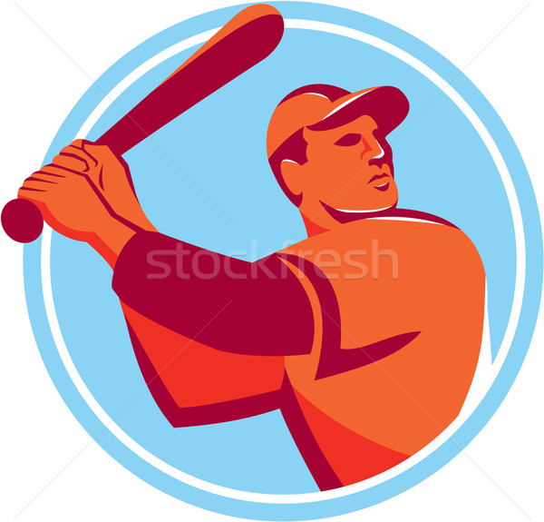 Baseball Batter Batting Bat Circle Retro Stock photo © patrimonio