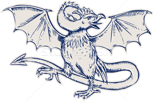 Basilisk Crowing Etching Stock photo © patrimonio