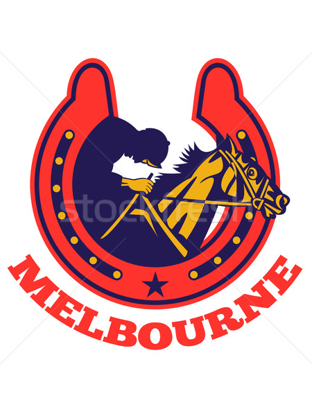 Caballo jockey carreras Melbourne diseno gráfico ilustración Foto stock © patrimonio
