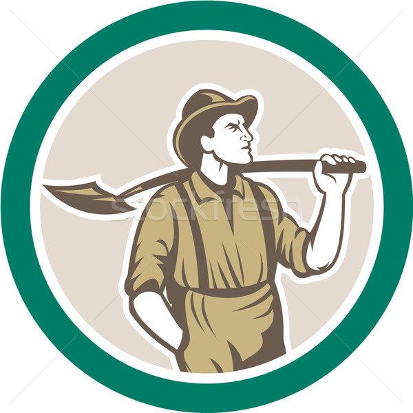 Prospector Miner With Shovel Circle Retro Stock photo © patrimonio