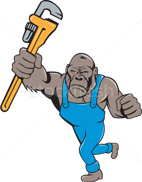 Angry Gorilla Plumber Monkey Wrench Isolated Stock photo © patrimonio