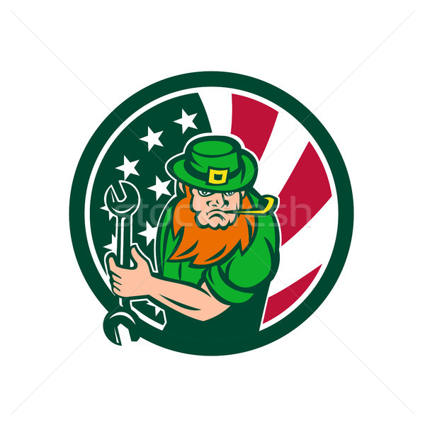 Irish-American Mechanic USA Flag Icon Stock photo © patrimonio