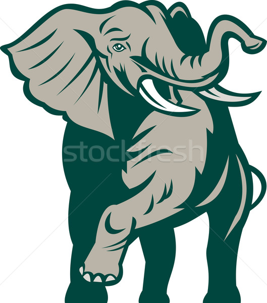 Stock photo: african elephant charging attacking