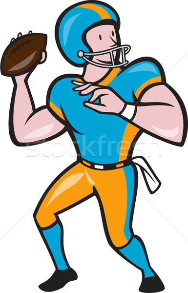 American Football Quarterback QB Throwing Cartoon Stock photo © patrimonio