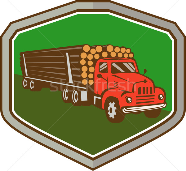 Truck Vintage Logging Shield Retro Stock photo © patrimonio