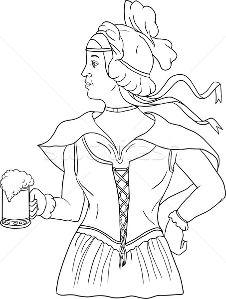 German Barmaid Serving Beer Drawing Stock photo © patrimonio