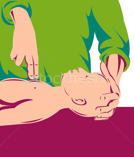 adult performing cpr on an infant child Stock photo © patrimonio