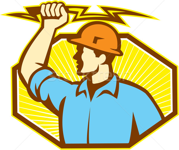 Electrician Wielding Lightning Bolt Stock photo © patrimonio