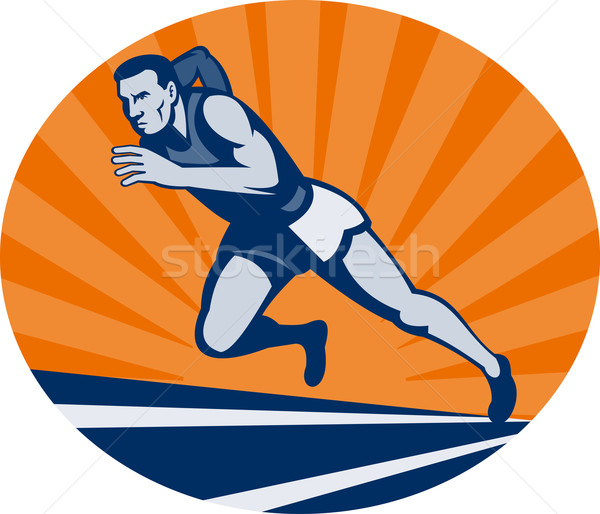 Marathon runner on track with sunburst  Stock photo © patrimonio