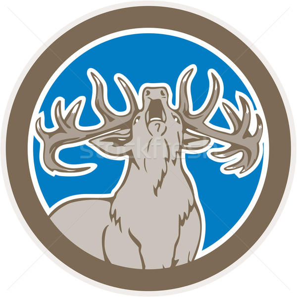 Stag Deer Roaring Circle Retro Stock photo © patrimonio