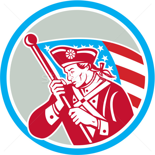 American Patriot Soldier Waving Flag Circle Stock photo © patrimonio